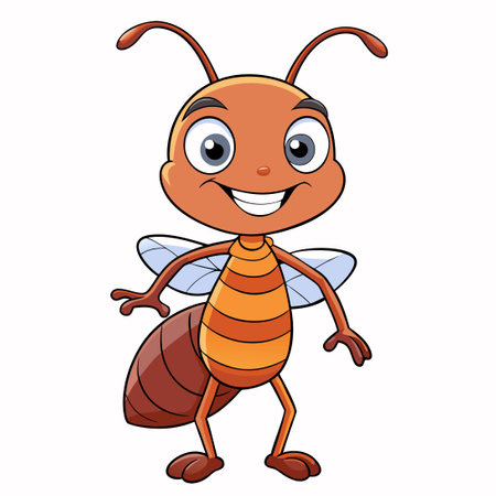 Isolated Vector Illustration of an Animated Anthropomorphic Ant Characterのイラスト素材