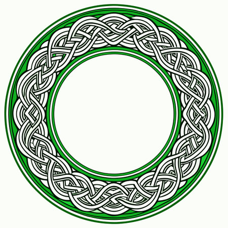 Intricate Celtic Frame Encircles a Design Element in Bold Circular Patternのイラスト素材