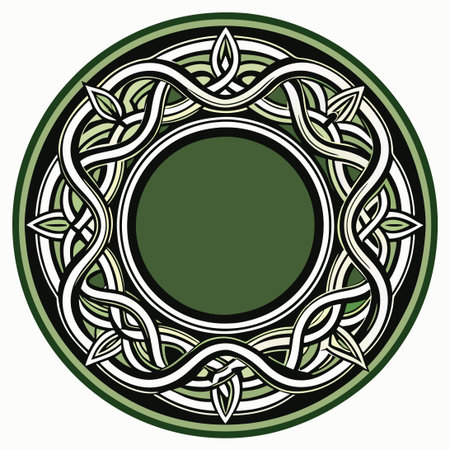 Celtic Symbolism Intertwined in a Circular Frameのイラスト素材
