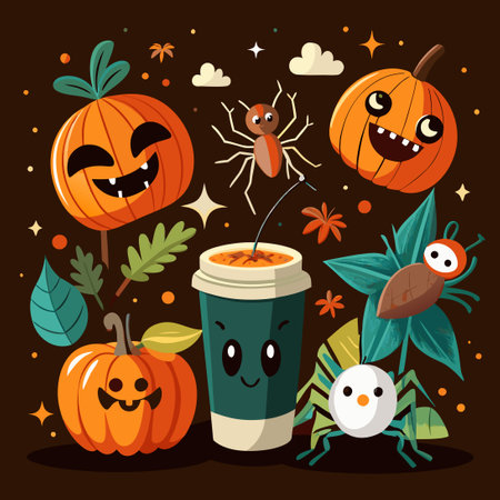 Creepy Crawlies and Pumpkin Spice: The Spooky Essence of Halloweenのイラスト素材