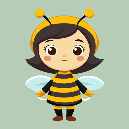 Adorable Anime Girl Dressed as a Cheerful Honeybeeのイラスト素材