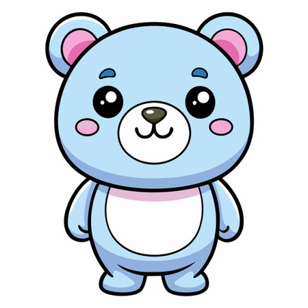 Adorable Kawaii Bear Character Coloring Page for Fun and Creativityのイラスト素材