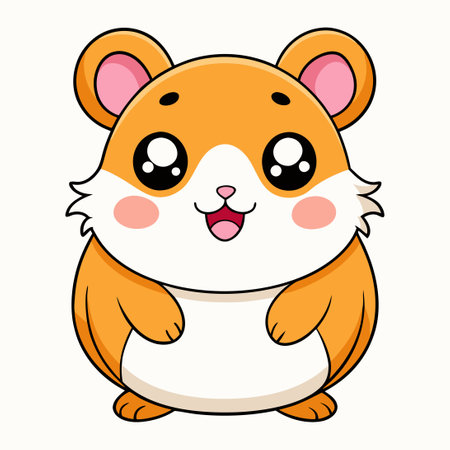 Adorable Kawaii Hamster Cartoon Character Coloring Page for Kidsのイラスト素材