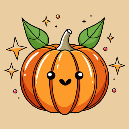Pumpkin Delight: A Hand-Drawn Starry and Heartfelt Autumn Creationのイラスト素材