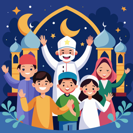 Festive Delights of Eid Mubarak: Celebrating Faith and Joyのイラスト素材