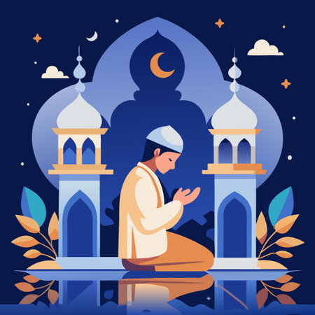 Eid Mubarak: A Time for Spiritual Reflection and Joyous Celebrationのイラスト素材
