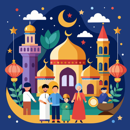 Eid Mubarak: A Joyous and Unifying Celebration of Community and Faithのイラスト素材
