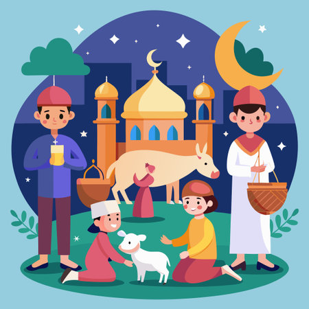 Eid ul Adha Mubarak: A Time to Give Thanks for Blessings and Sacrificeのイラスト素材
