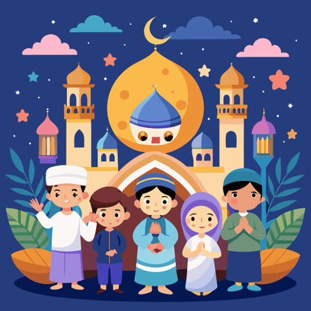 Eid al-Fitr Mubarak: A Time of Joyful Celebration and Spiritual Renewalのイラスト素材