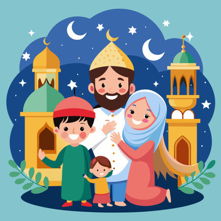 Share the Joys of Eid ul Fitr with Love and Harmonyのイラスト素材