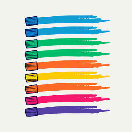 Colorful Highlighting Marker Strokes and Hand Creating Linesのイラスト素材