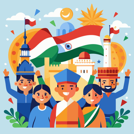 4th of July: A Patriotic Celebration of American National Prideのイラスト素材