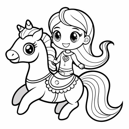 Enchanting Kawaii Mermaid Princess Illustration in Hand-Drawn Style with Blue Scalesのイラスト素材