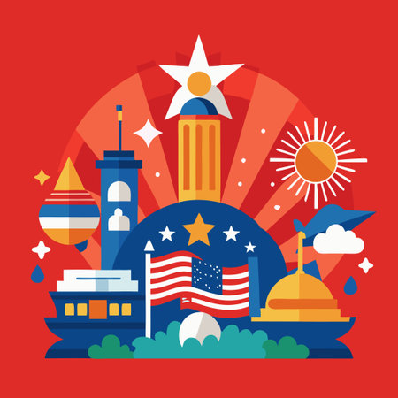 A Day to Remember: Honoring Independence Day with Gratitude and Festivityのイラスト素材