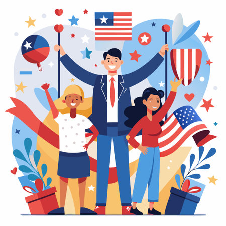 Celebrating Independence Day: Embracing Unity and Shared Valuesのイラスト素材