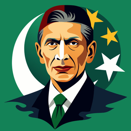 Inspirational Legacy of Quaid-e-Azam, Founder of Pakistan, Celebrated on Quaid-e-Azam Dayのイラスト素材