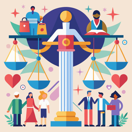 The Pillars of Human Dignity: Justice, Equality, and Rights for Allのイラスト素材