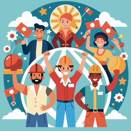 Labor Day Empowering Workers Across the Globeのイラスト素材