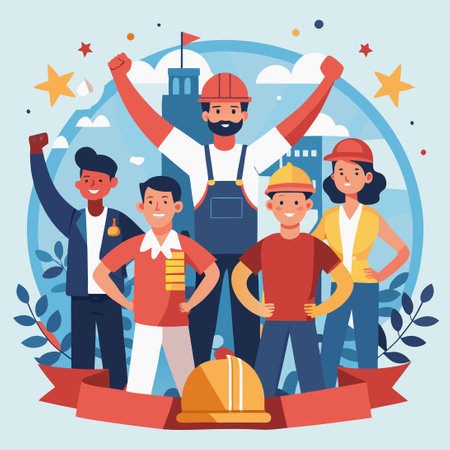 Celebrating the Resilience and Dedication of Workers on Labour Dayのイラスト素材