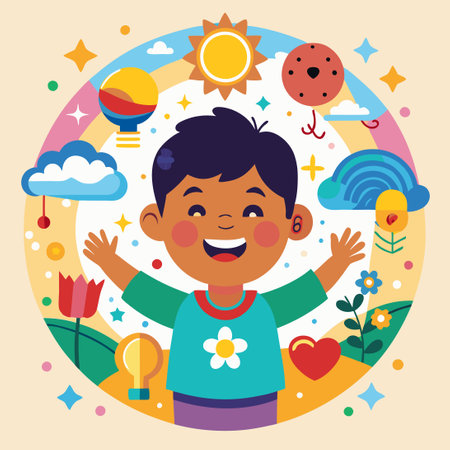 Embracing the Purity and Wonder of Childhood Innocenceのイラスト素材