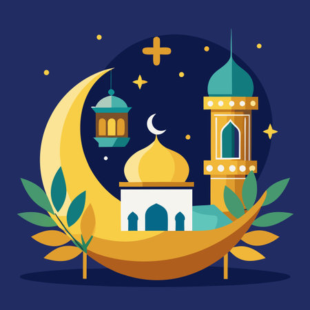 Ramadan Mubarak: A Month of Spiritual Reflection and Fastingのイラスト素材