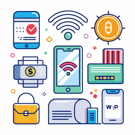 Contactless Wireless Payment Icons: The Future of NFC Paymentsのイラスト素材