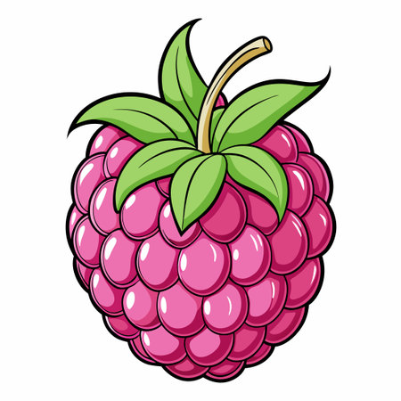 Coloring Page Featuring an Isolated Raspberry Vector Illustrationのイラスト素材