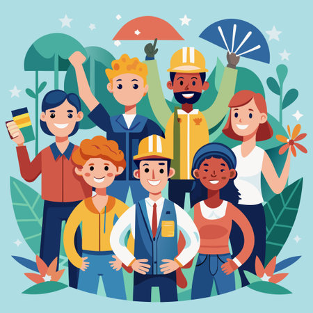 Laborers United in Solidarity on International Workers' Dayのイラスト素材