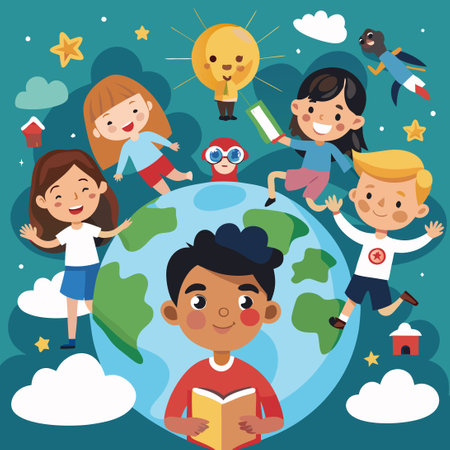 Empowered Children Dreaming Big on World Children's Dayのイラスト素材