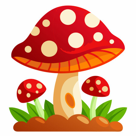 Cartoonish Forest Mushrooms Isolated on White Backgroundのイラスト素材