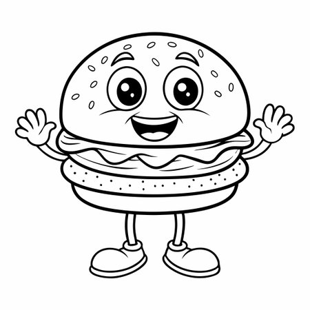 Hilarious Cartoon Burger Characters with Colorful Personalitiesのイラスト素材