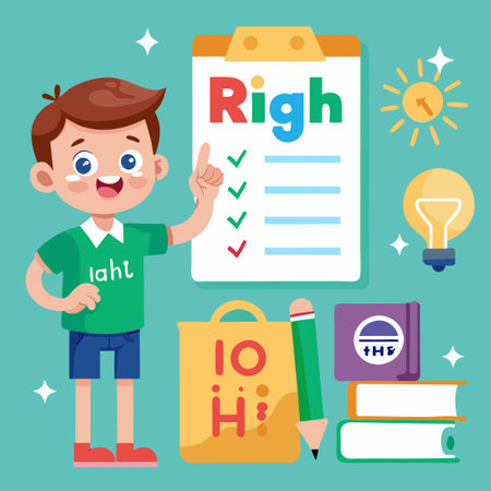 Educational Poster for Kids: Mastering the IGH Digraph Spelling Ruleのイラスト素材