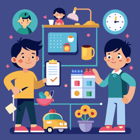 Kids' Daily Routine Chores: A Collection of Responsibilitiesのイラスト素材