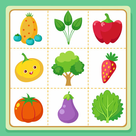Engaging Vegetable Matching Activity for Kids to Learn and Have Funのイラスト素材