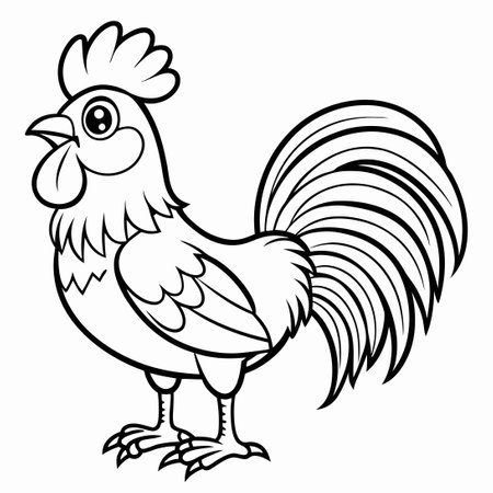Fun and Educational Rooster Coloring Pages for Kids to Enjoyのイラスト素材