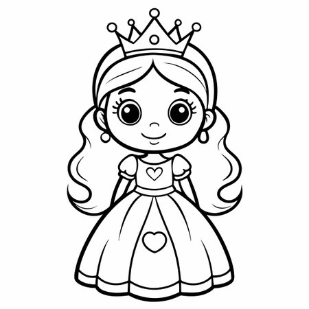 Printable Princess Coloring Pages for Kids to Explore Their Imaginationのイラスト素材