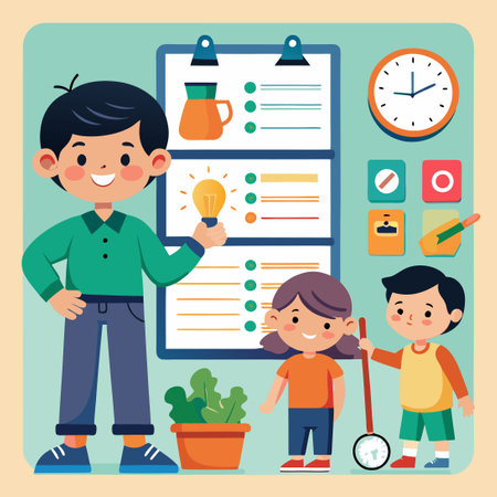 Kids' Daily Routine: A Collection of Everyday Chores and Responsibilitiesのイラスト素材