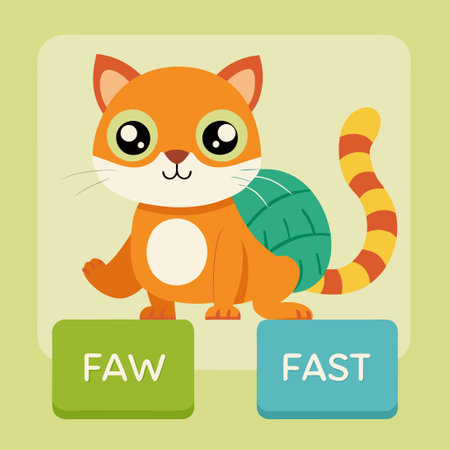 Flashcard Featuring Opposing Adjectives: Slow and Fastのイラスト素材