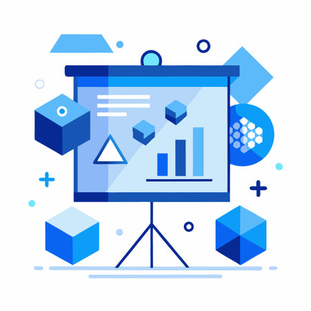 Modern and Geometric Business Presentation Banner in Blue and Whiteのイラスト素材