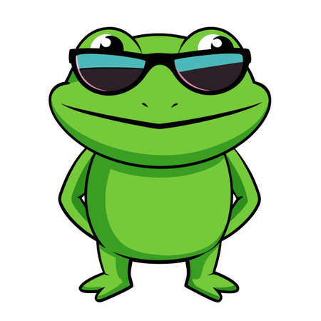 Pixelated Frog Sunglasses: A Quirky Cartoon Character in Shadesのイラスト素材