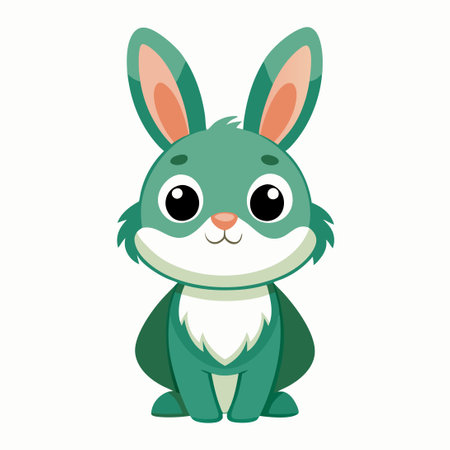 Adorable Brown Rabbit Posing on Pristine White Background Amidst a Lush Forest Landscapeのイラスト素材