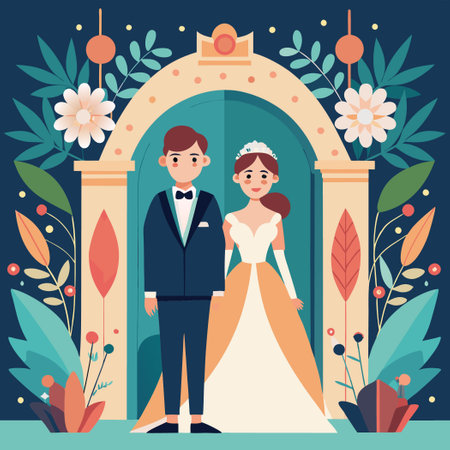 Elegant and Luxurious Wedding Invitation with Ornate Details and Rich Colorsのイラスト素材