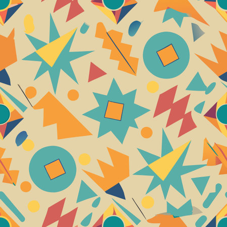 Abstract Minimalist Vector Seamless Pattern in Vibrant Geometric Shapes