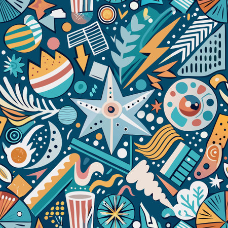 Playful and Abstract Doodle Elements in Vibrant Colors