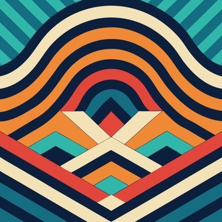 Vibrant Abstract Geometric Wave Pattern in Bold Hues and Clean Lines
