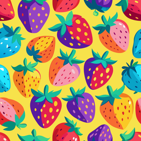 Vibrant and Seamless Strawberry Pattern Adorned with Colorful Berries