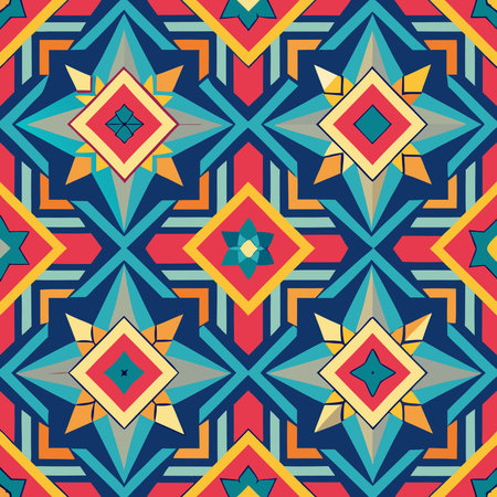 Geometric Abstract Seamless Patterns with Vibrant Colorful Shapes