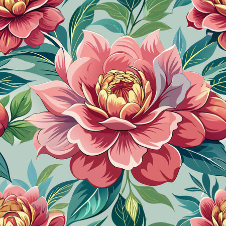 Seamless Watercolor Pattern of Delicate Blooming Flowers