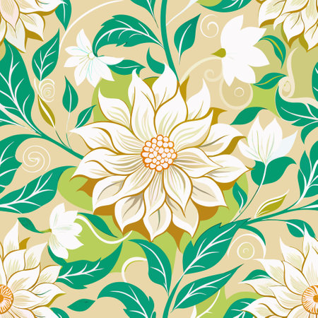 Enchanting White Floral Tapestry: A Seamless Symphony of Eleganceのイラスト素材
