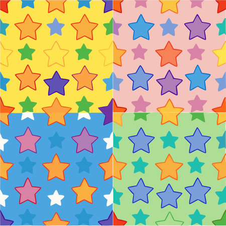 Seamless Childish Patterns for Wallpaper Backgrounds with Vibrant Colors and Fun Designsのイラスト素材